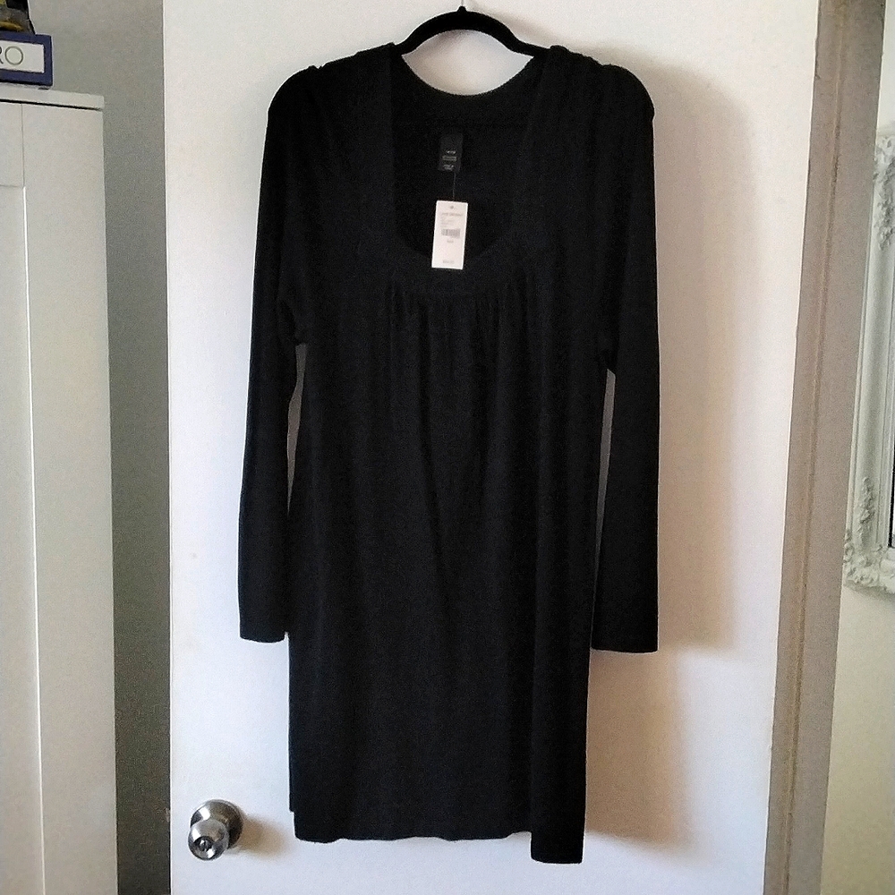 Lane Bryant Square Neck Tunic Sweater, Black, Size 14/16